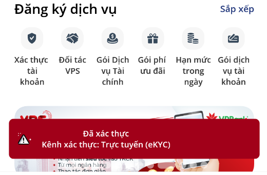 Giao diện tài khoản đã được xác thực